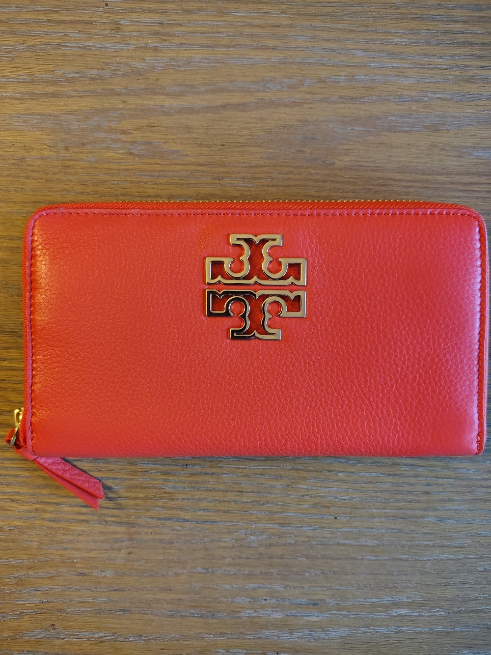 NWT Tory Burch Britten Zip Continental Wallet Spiced Orange 39059